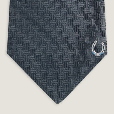 エルメス　ネクタイ　シルクタイ　シェーヌダンクル　パンク　黒　HERMES 新品 シルクタイ-7-cm-《シェーヌ・